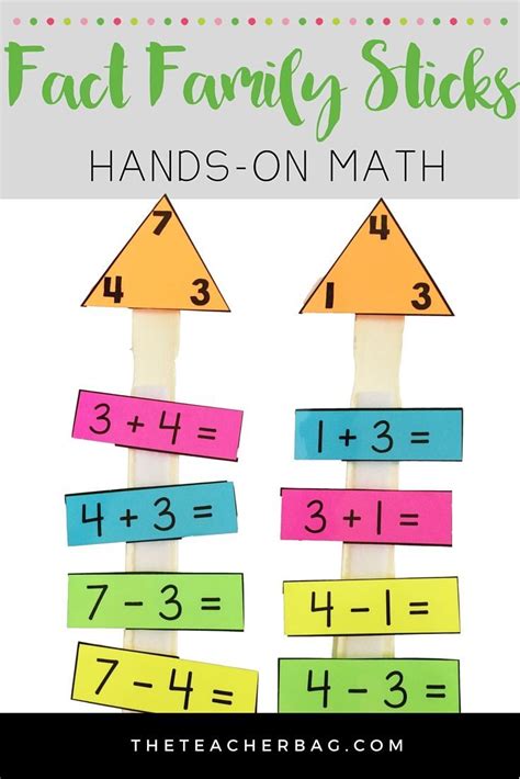 Fact Family Math Sticks | Fact family worksheet, Learning math, Math ...