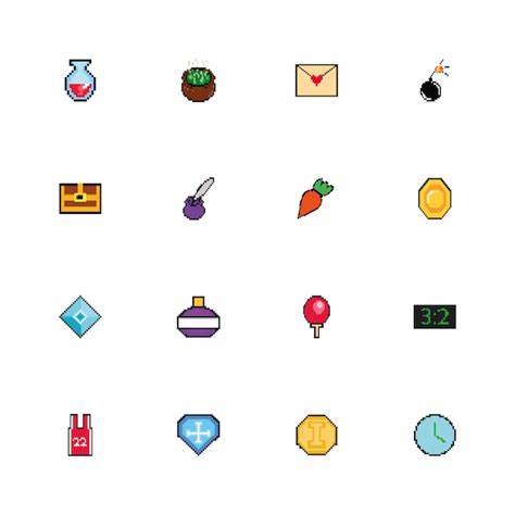 Paquete De Iconos De Estilo Pixelado De 8 Bits Vector Gratis