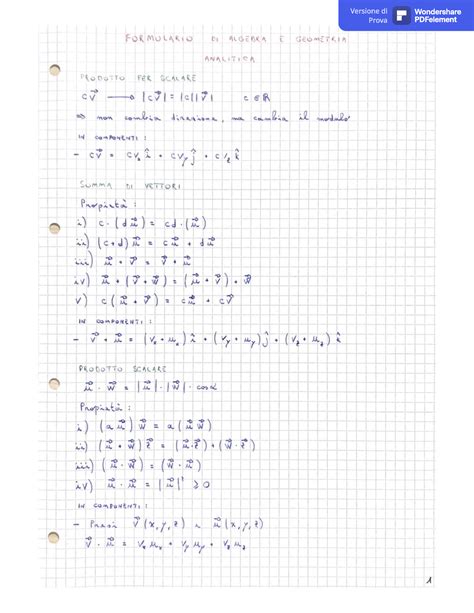 Formulario Algebra Lineare E Geometria Studocu