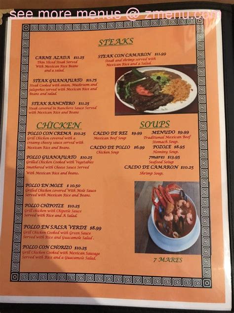 Menu At Guanajuato Restaurant North Augusta