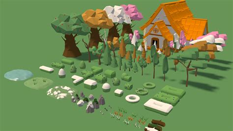 Low Poly Forest 90 aktywów model 3D 5 obj Free3D