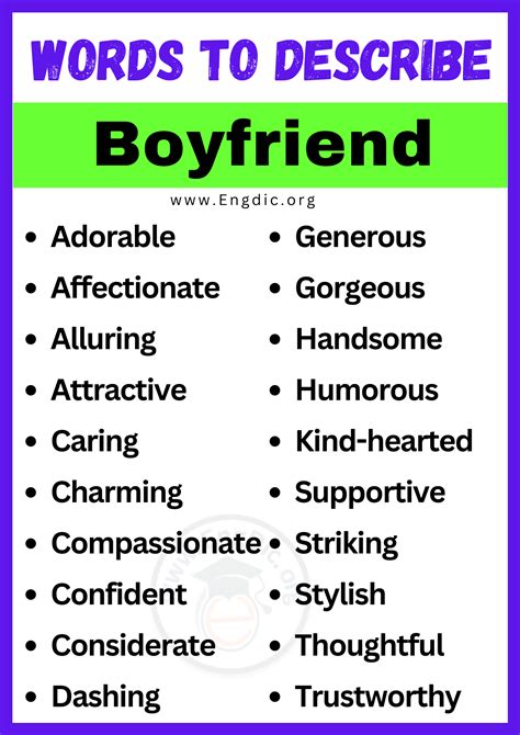 20 Best Words To Describe Boyfriend Adjectives For Boyfriend EngDic