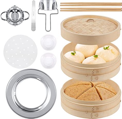 Amazon Tessco Pcs Tier Inch Bamboo Steamer Basket Set