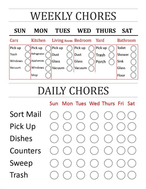 Pin By Charity Williams On Accomplishments Weekly Chores Chore Chart Printable Chore Chart