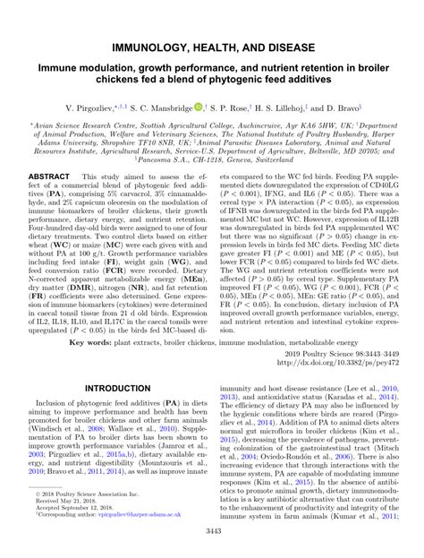 Pdf Immune Modulation Growth Performance And Nutrient Retention In