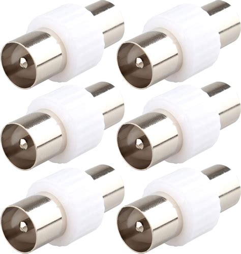 Jopto 6PCS Silver Plated TV Aerial Male To Male Adapter Plug Straight