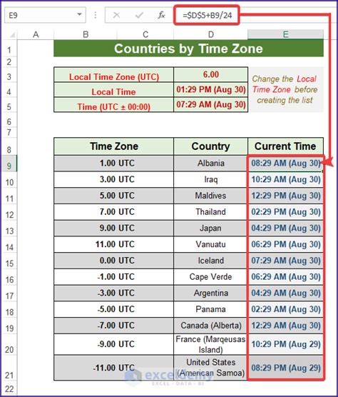 How to make a List of Countries by Time Zone in Excel (with Easy Steps)