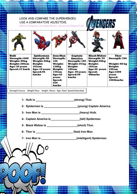 Comparing Superheroes Worksheet Education English English Class