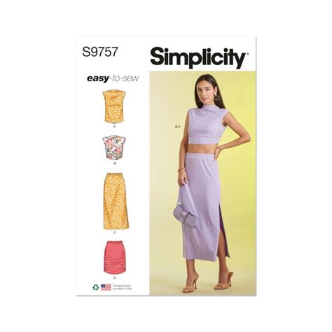 Simplicity Sewing Pattern S Misses Knit Top And Skirt In Two Lengths