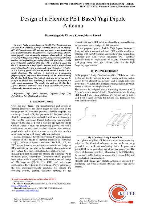 Pdf Design Of A Flexible Pet Based Yagi Dipole Antenna