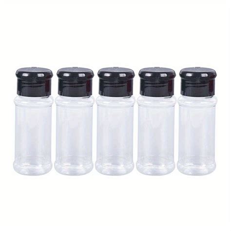 RGBRF 5pc Clear PET Spice Jar Set Easy Pour Lids For Fresh Seasoning