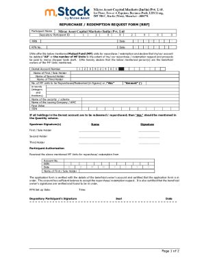 Fillable Online Redemption Repurchase Request Form Fax Email Print