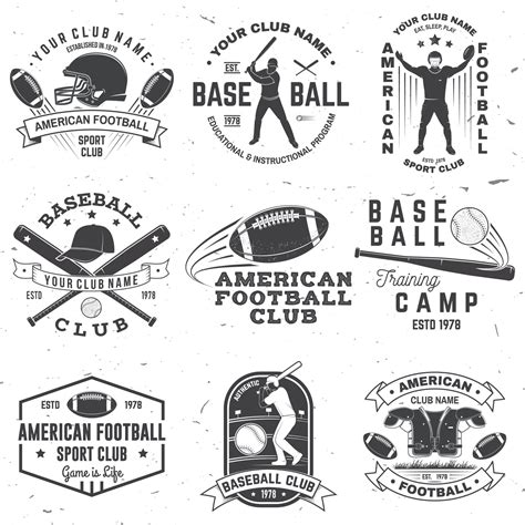 Set Of American Football And Baseball Club Badge Vector For Shirt