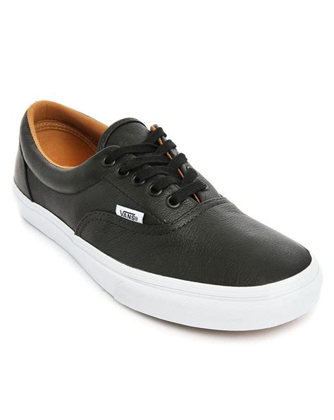 Vans Era Black Leather Sneakers In Black For Men Lyst