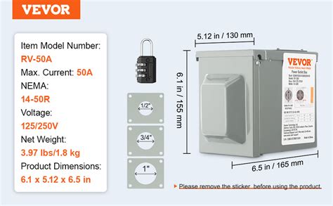 Vevor Rv Power Outlet Box Volt Enclosed Lockable