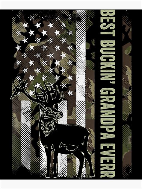 Best Buckin Grandpa Ever Camo American Flag Deer Hunting T Shirt