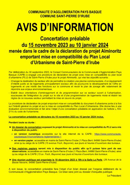 R Union Publique Concertation Pr Alable Projet Alminoritz Saint