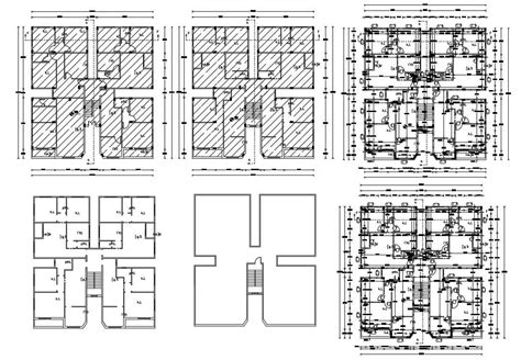 Architecture Apartment Cluster Plan Autocad Drawing Cadbull