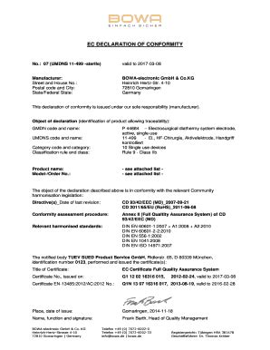 Fillable Online EC DECLARATION OF CONFORMITY Medimex De Fax Email