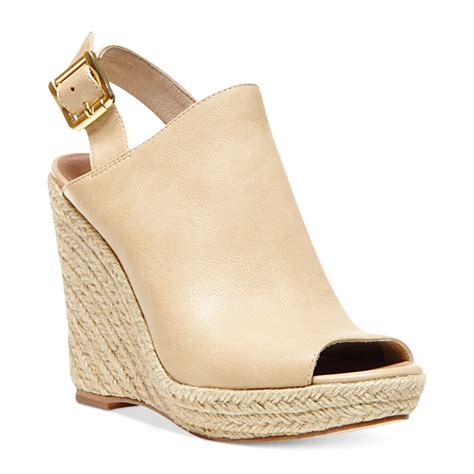 Steve Madden Womens Corizon Platform Wedge Sandals In Natural Leather