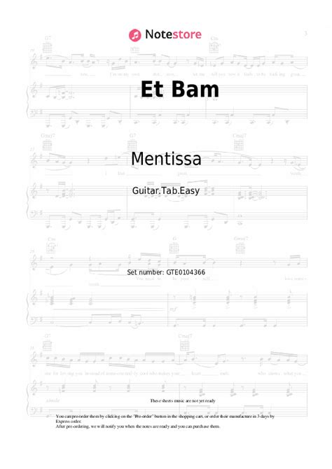 Et Bam Tabs Easy Guitar Mentissa In Note Store Guitar Tab Easy