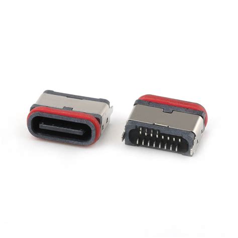 Vertical Smt Type Ip67 Waterproof Usb C Female 16pin Connector