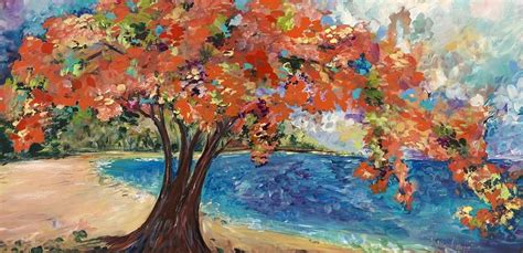 Flamboyant Tree Painting at PaintingValley.com | Explore collection of ...