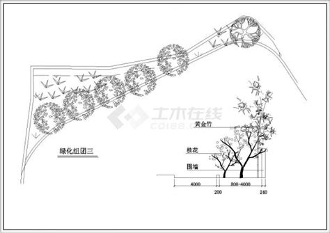 某地某公园绿化组团详cad图植物园土木在线