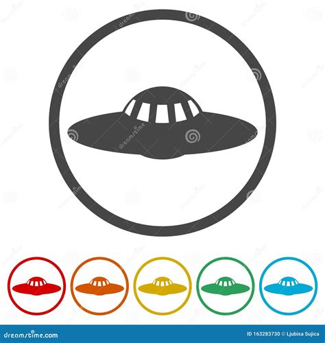 Ufo Flying Saucer Vector Icons Set Stock Vector Illustration Of Back