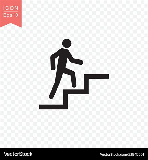 Man Climbing Stairs Icon Simple Flat Style Vector Image