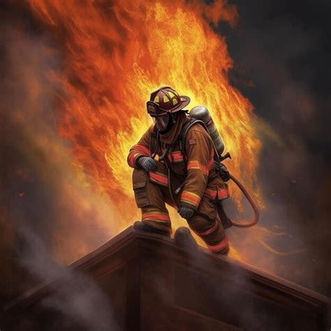 Premium Ai Image A Firefighter Extinguishing A Fire Portraying