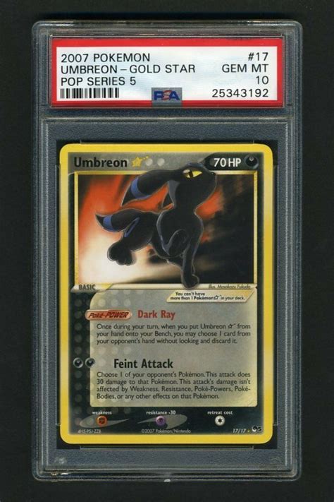 Pokemon Psa Gem Mint Umbreon Gold Star Pop English Card