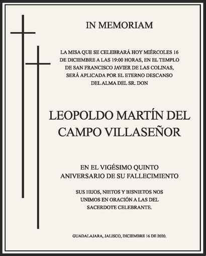 Leopoldo Martín Del Campo Villaseñor Obituario Esquela