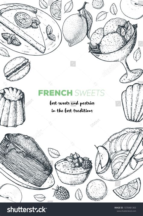 Set French Desserts Lemon Tart Faux Stock Vector Royalty Free