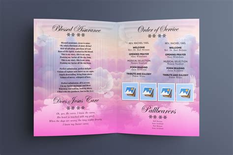 Modern Pink Funeral Program Template Editable Bi Fold Black And Gold Obituary Template In