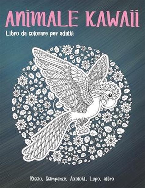 Animale Kawaii Libro da colorare per adulti Riccio Scimpanzé