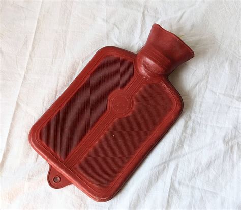 Vintage Hot Water Bottle Red Rubber Etsy