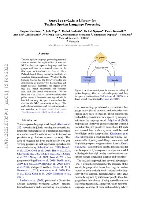 PDF Textless Lib A Library For Textless Spoken Language Processing