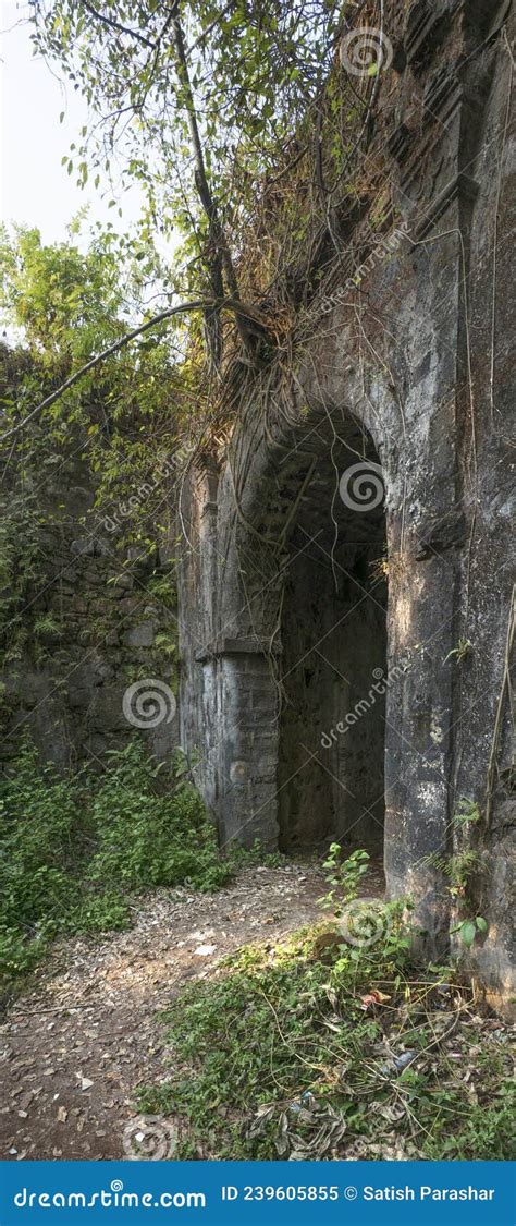 Abandoned Ancient Entrance Gate Of Revdanda Fort Near Alibag Editorial