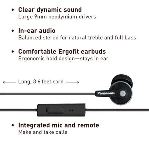 Auriculares Ergonomicos Panasonic Ergofit Con Microfono Y Co Envío gratis