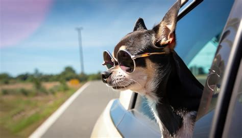 Premium Ai Image Cute Chihuahua With Small Round Sunglasses Sticking