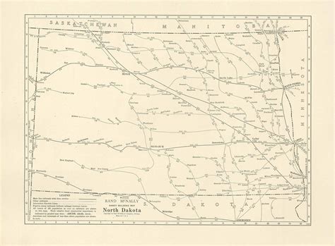 Mcnallys 1928 Railroad Map Of North Dakota Art Source International