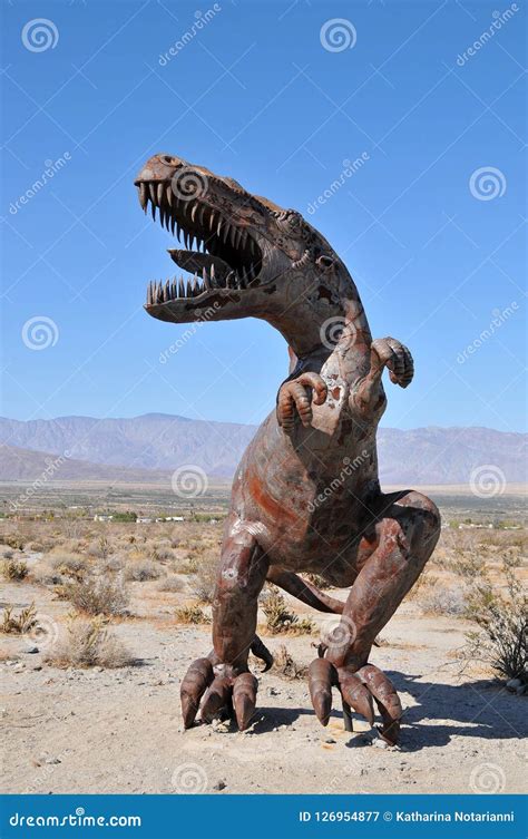 T Rex Dinosaur Metal Sculpture At Anza Borrego Desert California