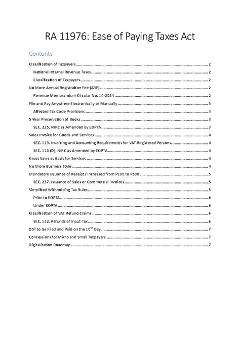 EOPT Act RA 11976 RA 11976 Ease Of Paying Taxes Act Classification