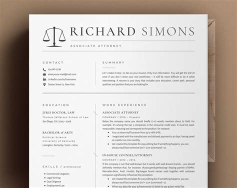 Legal Resume Template For Word Cv Template Attorney Resume Design Resume For Lawyer Law Clerk