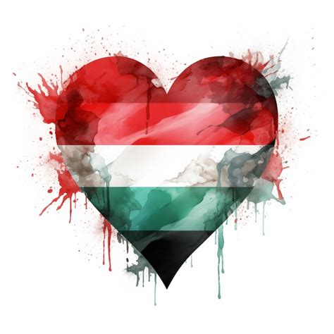 Premium Ai Image Watercolor Heart In Palestinian Flag Colors Red