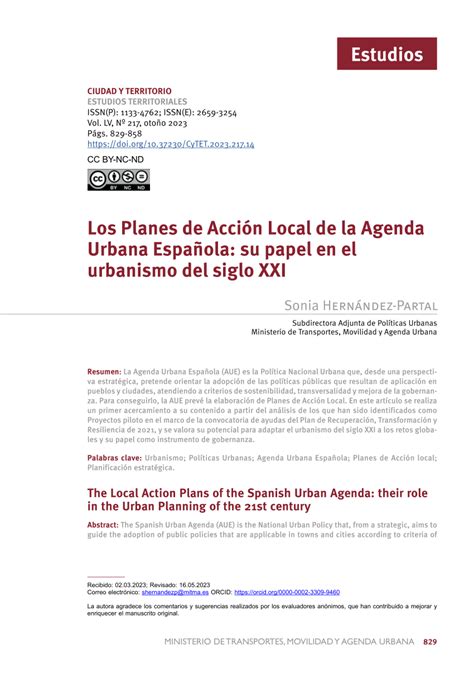 PDF Los Planes de Acción Local de la Agenda Urbana Española su papel