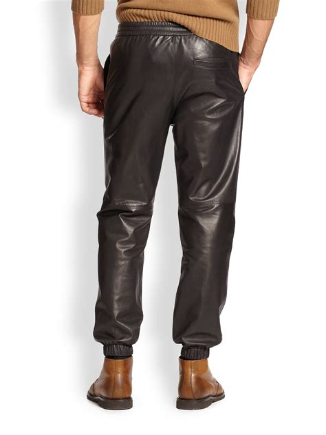 Vince Leather Jogger Pants In Black For Men Lyst