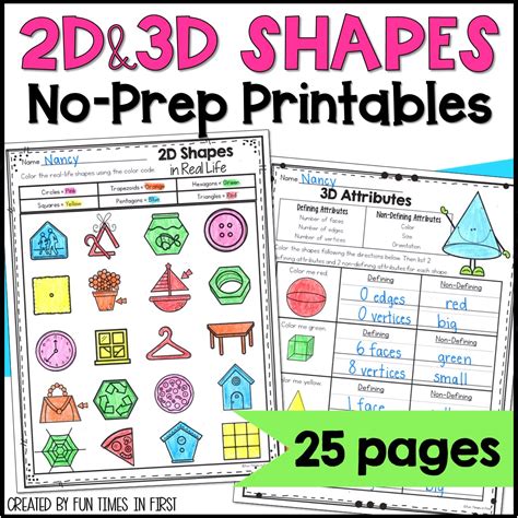 D And D Shape No Prep Printable Worksheets Shapes And Attributes