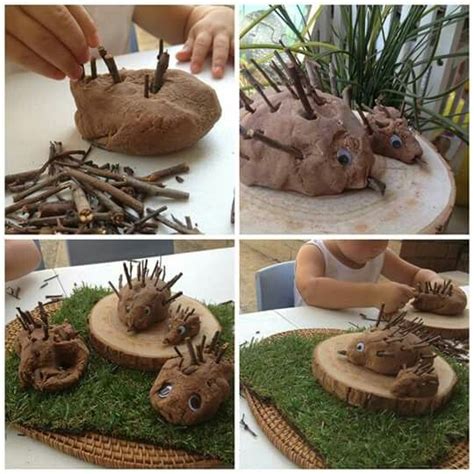 Playdough Echidnas With Sticks Add Some Cocoa To Make Nice Brown